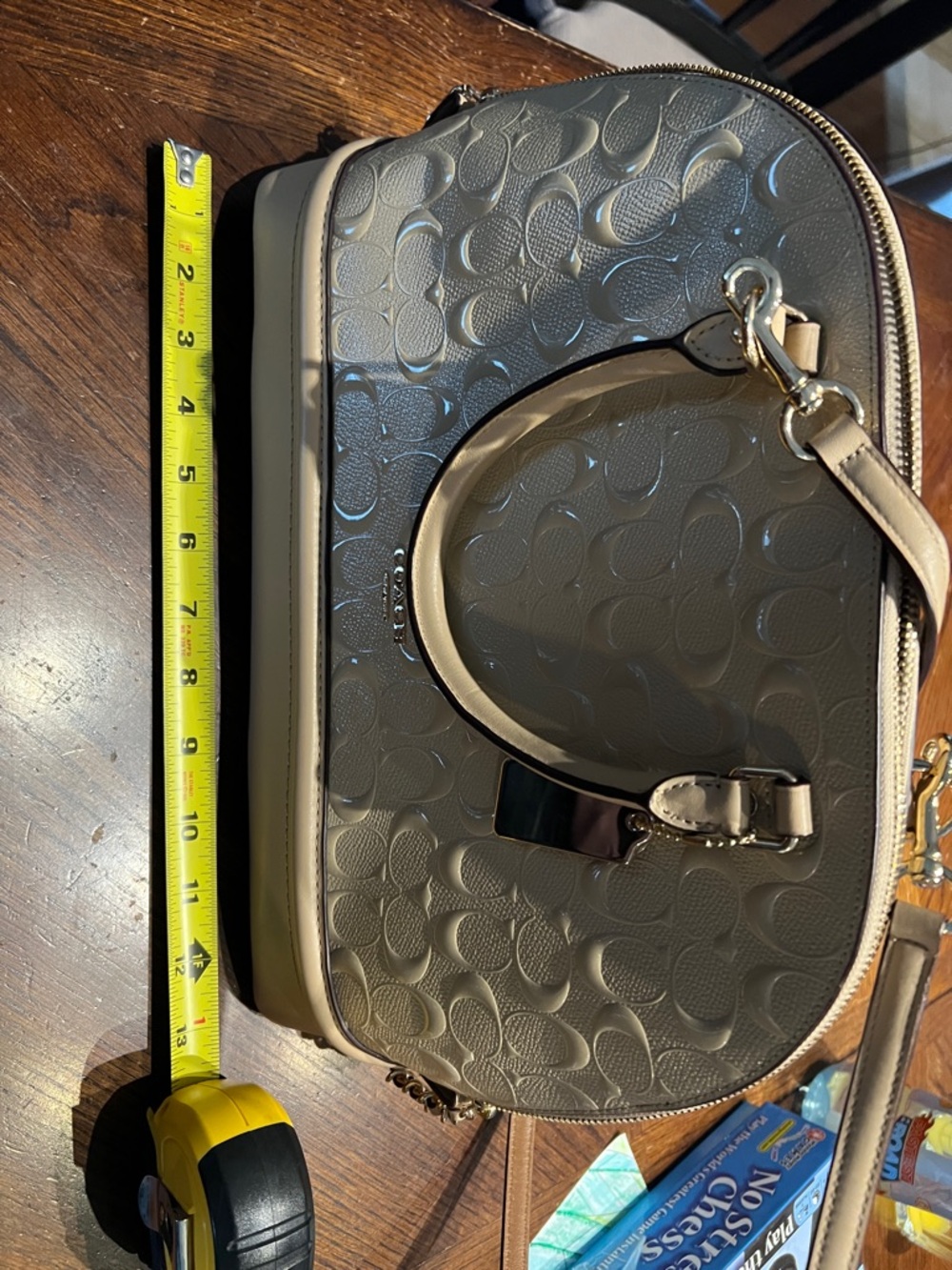 Coach Cream Embossed Satchel - Picture 9 of 11